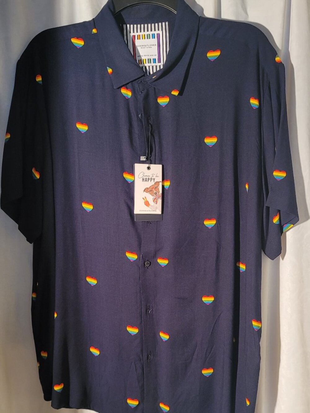 Denim & Flower Ricky Singh Men's XL Short Sleeve Button-Down Shirt Blue NWT